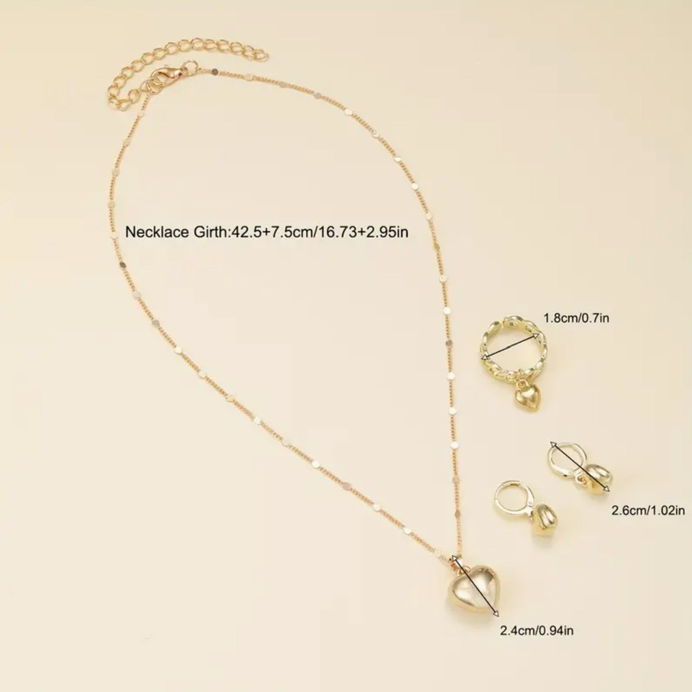 16k Gold Plated Love Pendant Set - AJP0009