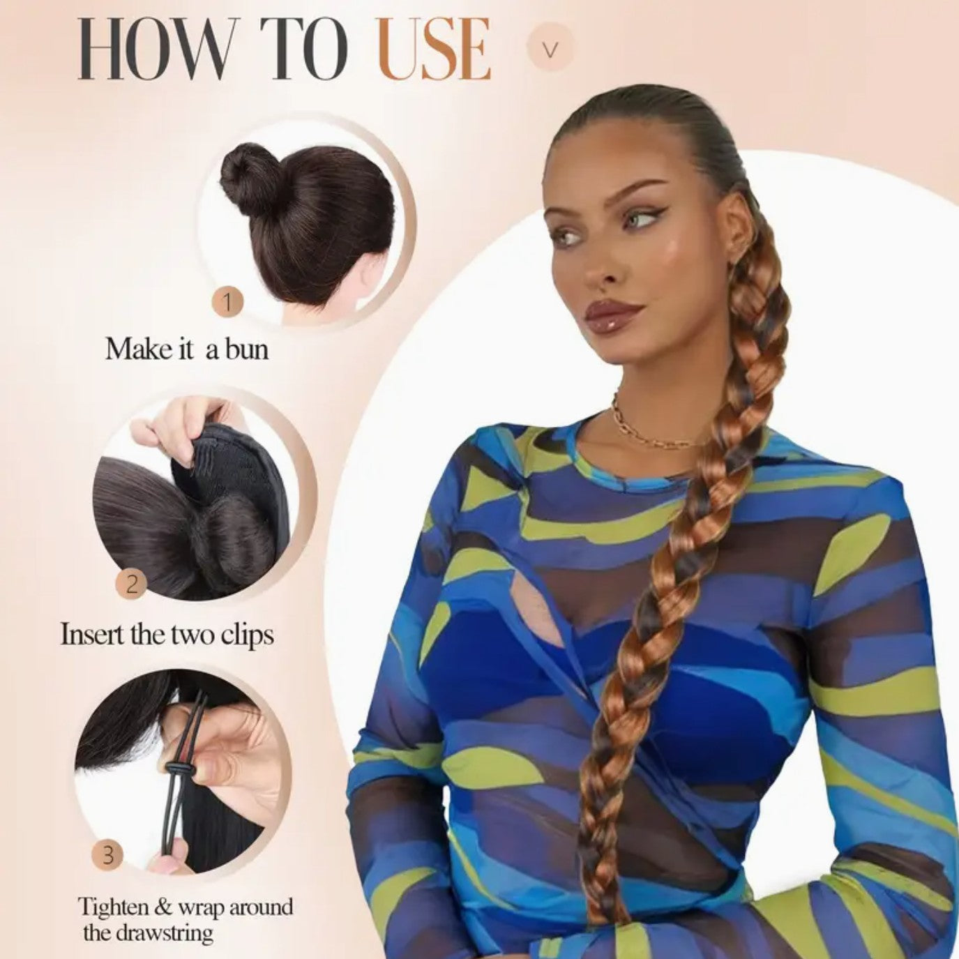 Long Braided Ponytail Hair Extensions For Women - 88 cm