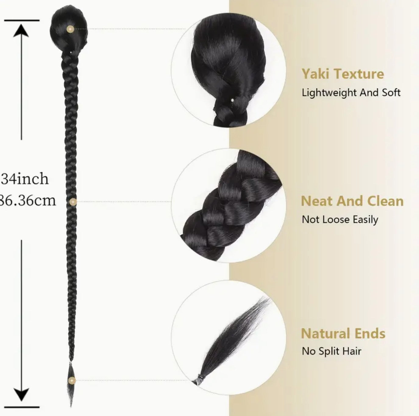 Long Braided Ponytail Hair Extensions For Women - 88 cm