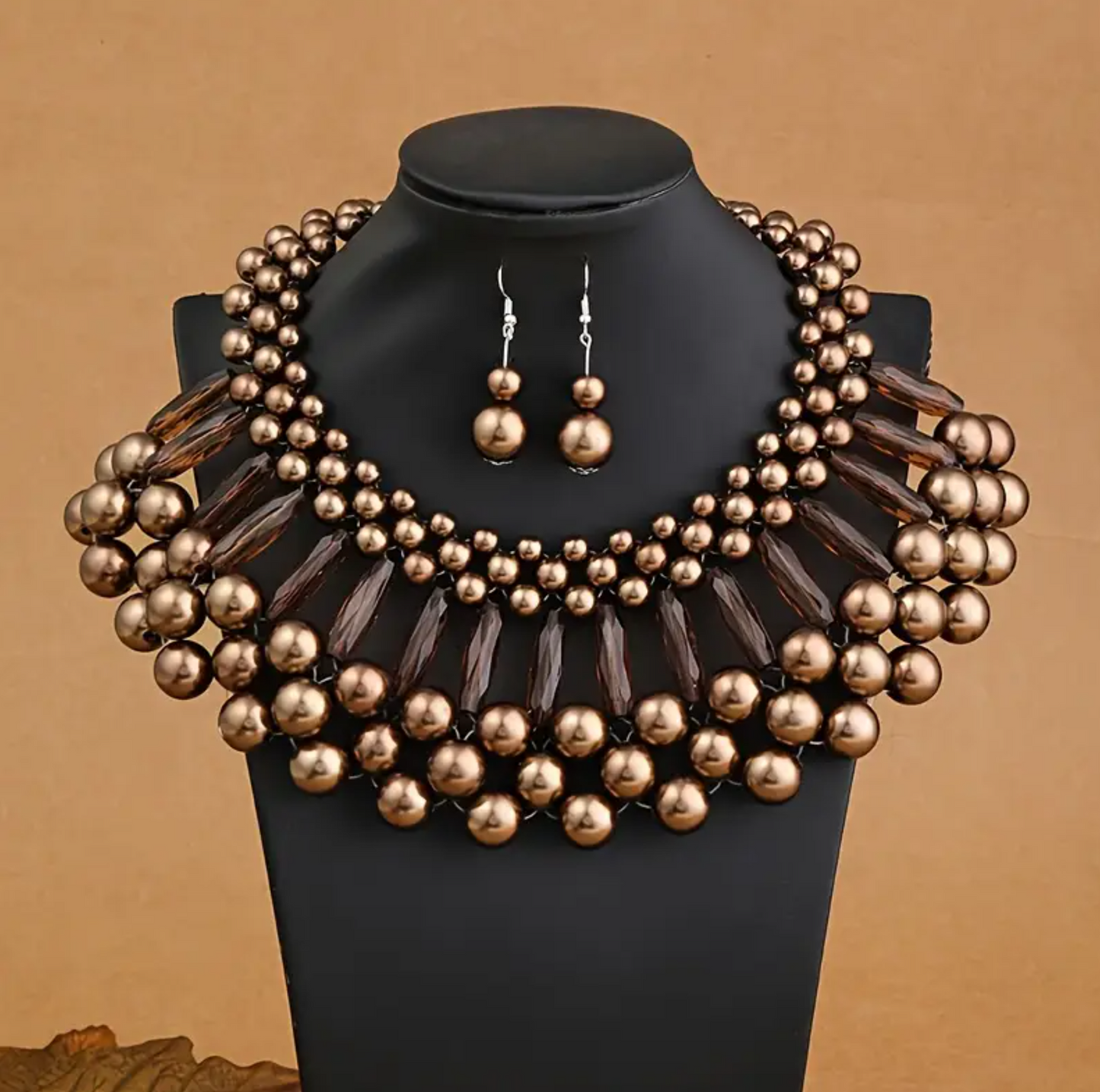 COFFEE PEARLS NECKLACE SET