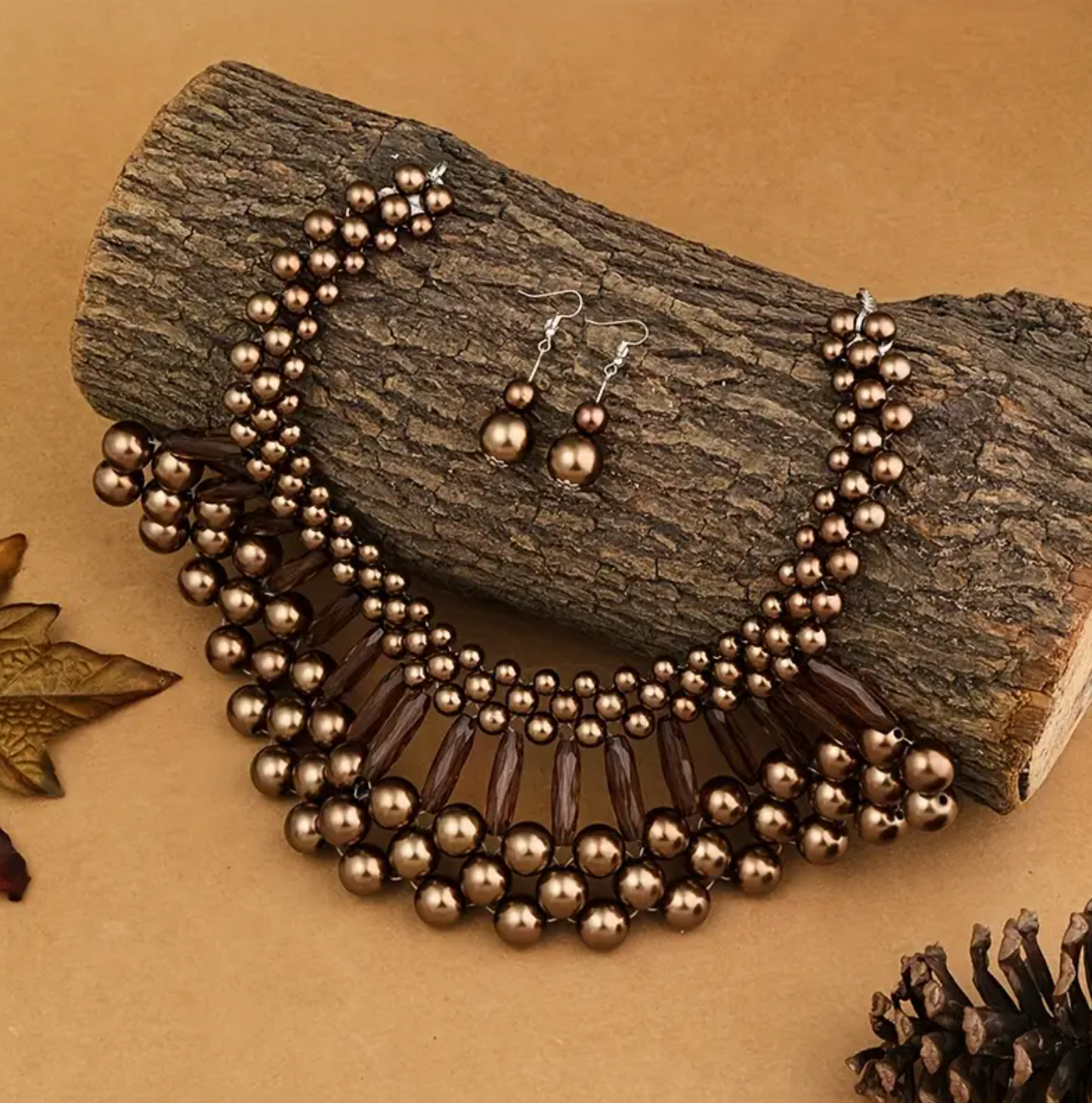 COFFEE PEARLS NECKLACE SET