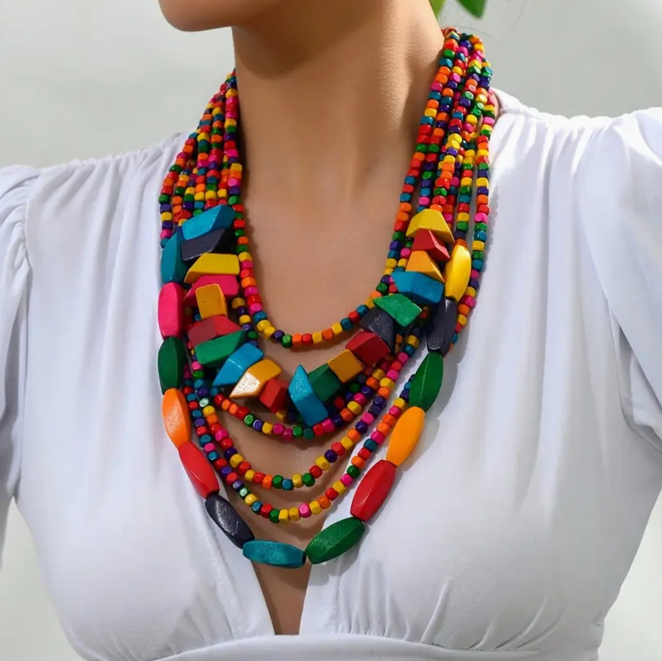 BOHO STYLE COLORFUL NECKLACE SET WITH ANKLET AND BRACELET
