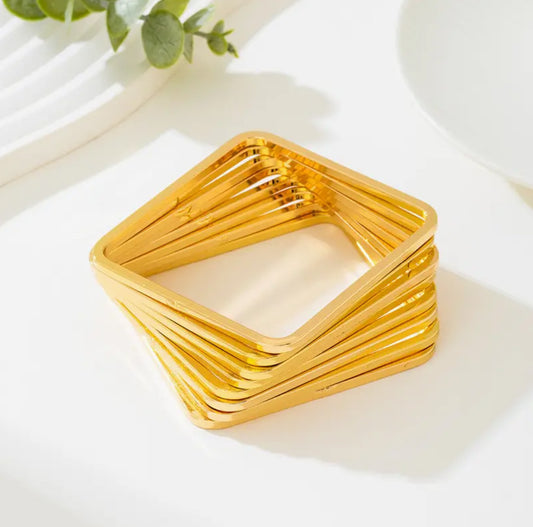 16k Gold Plated Square Bangles Set - AJBA0003