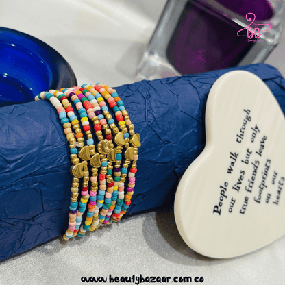 Hearts Beads Bracelet Set - AJB0006