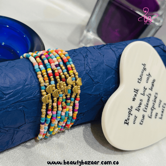 Hearts Beads Bracelet Set - AJB0006