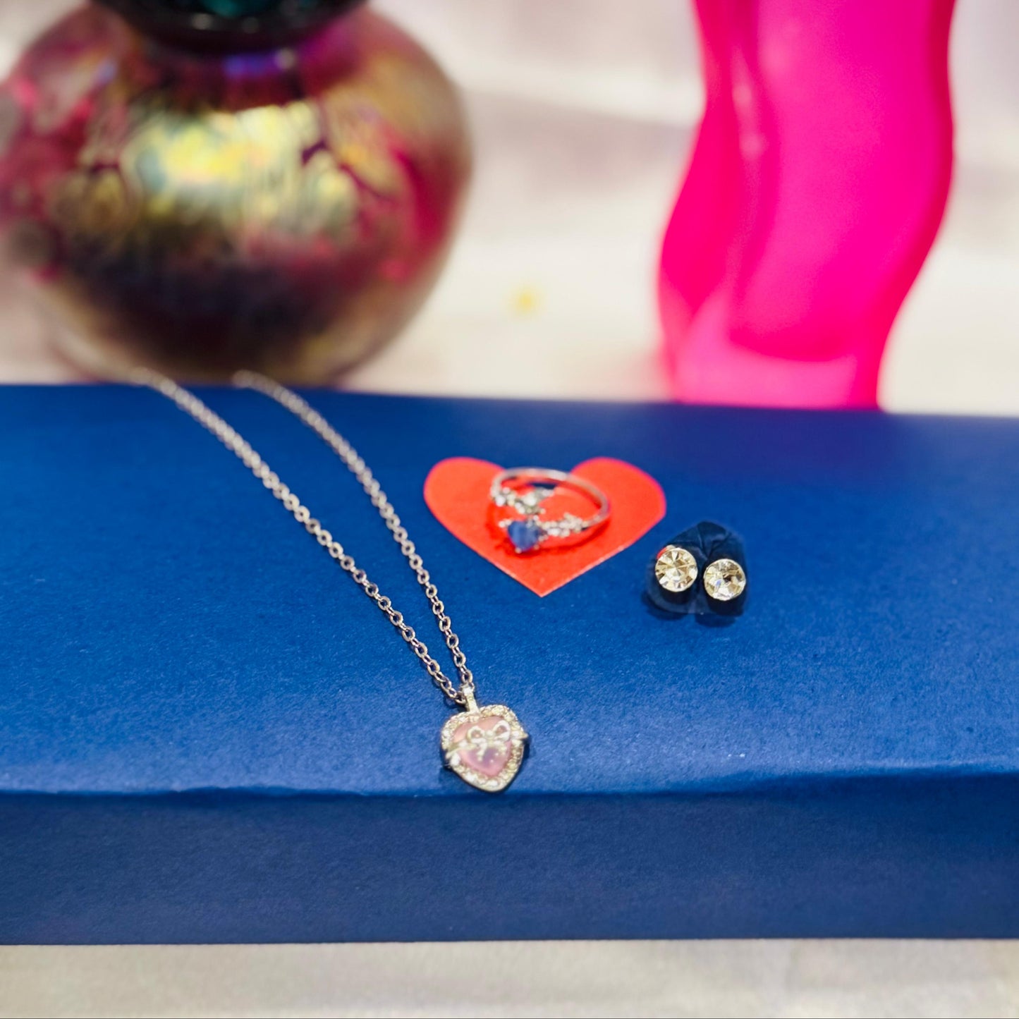 HEART PINK PENDANT SET - AJPD0003