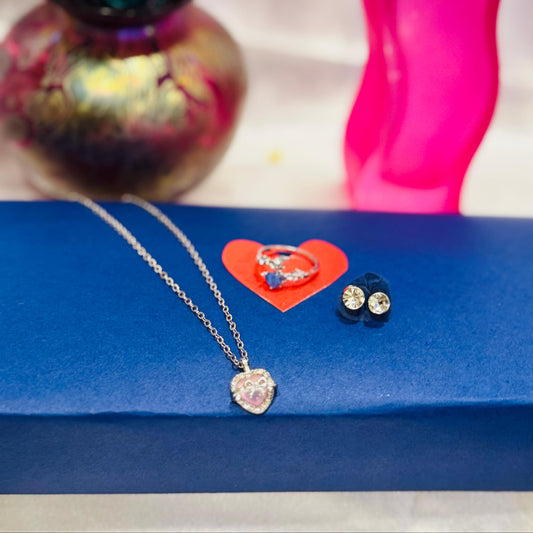 HEART PINK PENDANT SET - AJPD0003