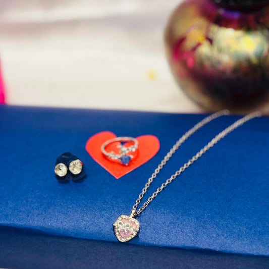 HEART PINK PENDANT SET - AJPD0003