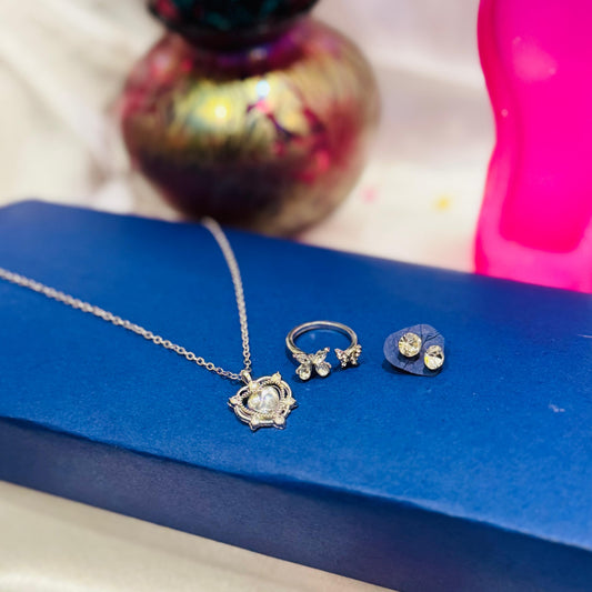 LOCK HEART PENDANT SET - AJPD0004