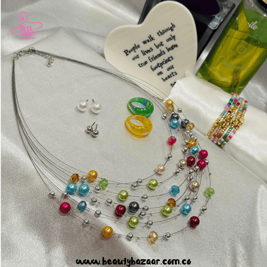 MULTICOLOR GEMS NECKLACE SET - AJPN00013