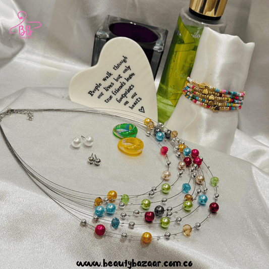 MULTICOLOR GEMS NECKLACE SET - AJPN00013