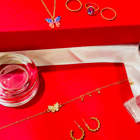 PINK BUTTERFLY PENDANT SET - AJPN0002