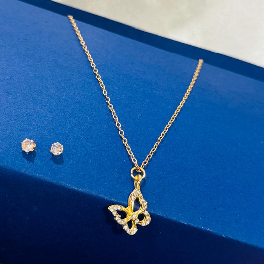 CRYSTAL BUTTERFLY PENDANT SET-AJPN0005
