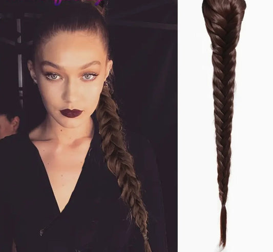 Fishtail Braid Ponytail Extension for Women - Dark Brown