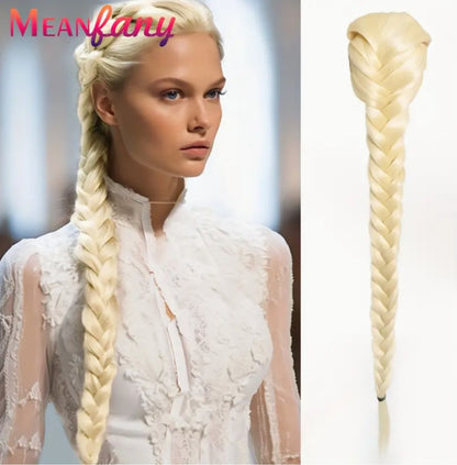 Fishtail Braid Ponytail Extension for Women - Dark Brown