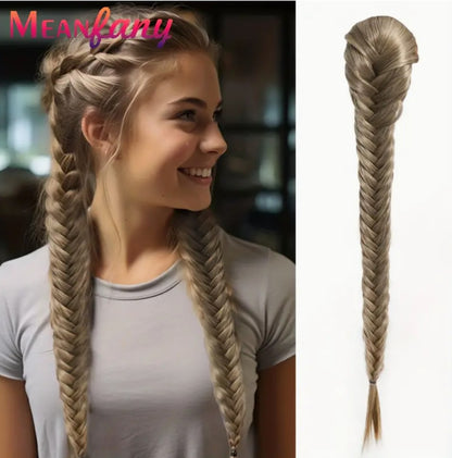 Fishtail Braid Ponytail Extension for Women - Dark Brown