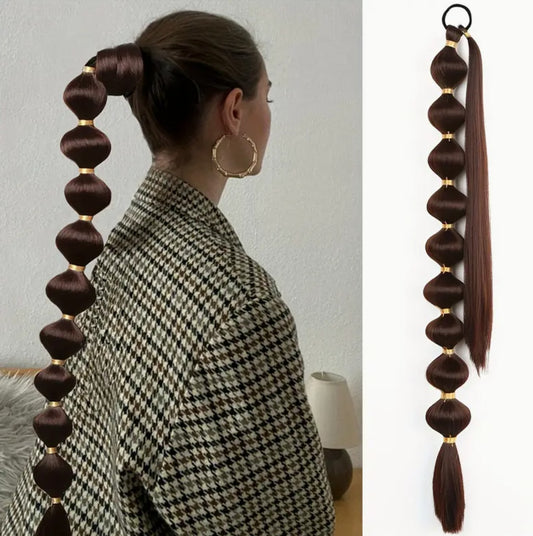 Coffee Bubble Ponytail Extension for Women - 75 cm