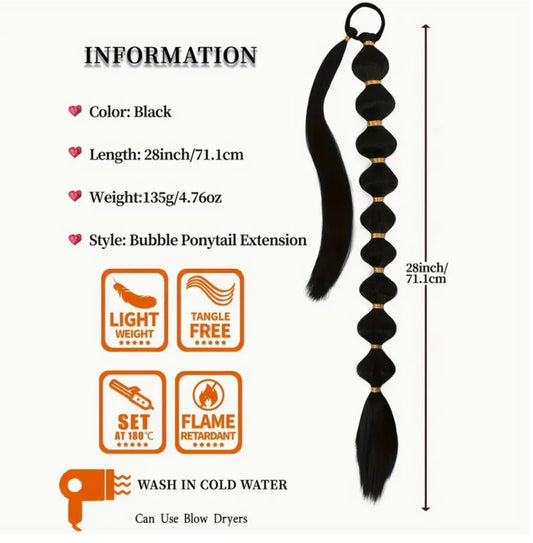 Coffee Bubble Ponytail Extension for Women - 75 cm