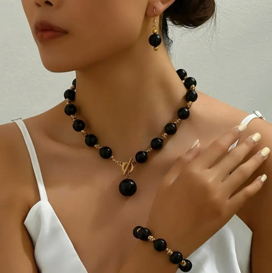 FAUX PEARL NECKLACE SET