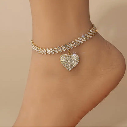 RHINESTONE HEART ANKLET-AJAK0002